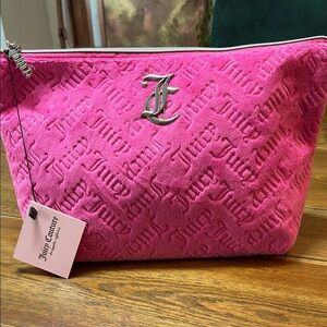 Juicy Couture | Pink Velour Travel Cosmetic Bag | Juicy Zipper | NWT